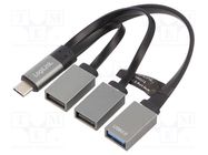 Hub USB; USB A socket x3,USB C plug; USB 2.0,USB 3.0; PnP; black LOGILINK