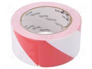 Tape: warning; white-red; L: 33m; W: 50mm; Thk: 0.127mm 3M