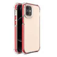 Spring Armor clear TPU gel rugged protective cover with colorful frame for iPhone 12 mini red, Hurtel