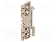 Splice terminal: rail; 1.5mm2; ways: 1; terminals: 4; beige; wemid WEIDMÜLLER