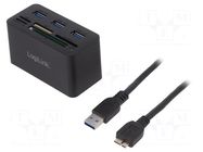 Hub USB; USB A socket x3,USB B micro socket; USB 2.0,USB 3.0 LOGILINK