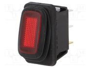 ROCKER; SPST; Pos: 2; ON-OFF; 16A/250VAC; red; IP65; neon lamp; 230V SCI