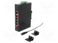 Switch Ethernet; unmanaged; Number of ports: 5; 12÷48VDC; RJ45 ANTAIRA