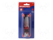 Wrenches set; hex key; Chrom-vanadium steel Workpro