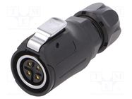 Connector: circular; plug; MRD; PIN: 4; gold flash; 10A; soldering 