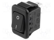 ROCKER; SPST; Pos: 2; ON-OFF; 3A/250VAC; black; none; 20mΩ; UL94V-2 CANAL ELECTRONIC