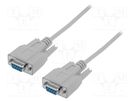 Cable; D-Sub 9pin socket,both sides; 3m; grey DIGITUS
