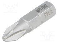 Screwdriver bit; Phillips; PH2; Overall len: 25mm; STANDARD WIHA