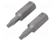 Screwdriver bit; Torx®; TX10; Overall len: 25mm; 2pcs; STANDARD WIHA