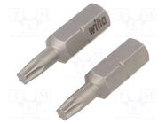 Screwdriver bit; Torx®; TX15; Overall len: 25mm; 2pcs; STANDARD WIHA