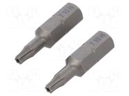 Screwdriver bit; Torx® with protection; T10H; 1/4"; 2pcs. WIHA