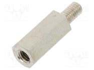 Screwed spacer sleeve; 12mm; Int.thread: M3; Ext.thread: M3; brass DREMEC