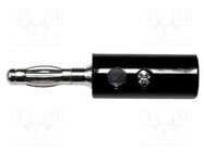 Plug; 4mm banana; 15A; 1kVAC; black; 43mm; nickel plated; screw MUELLER ELECTRIC