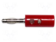 Connector: 4mm banana; plug; 15A; 1kVAC; red; 43mm; nickel plated MUELLER ELECTRIC