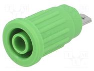 Connector: 4mm banana; socket; 24A; 1kV; green; on panel,push-in 