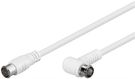 Angled SAT Antenna Cable (80 dB), Double Shielded, 2.5 m, white - F plug (quick) > F plug (quick) 90° (fully shielded)