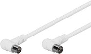Angled Antenna Cable (80 dB), Double Shielded, 5 m, white - coaxial plug 90° > coaxial socket 90° (fully shielded)