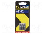 Screwdriver bit; Phillips; PH2; Overall len: 25mm; 3pcs. C.K