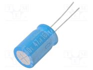 Capacitor: electrolytic; THT; 47uF; 160VDC; Ø12.5x20mm; Pitch: 5mm NICHICON