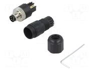 Connector: M8; male; PIN: 4; 3A; 30V; IP65; straight; for cable; plug DEGSON ELECTRONICS