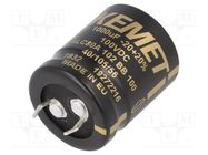 Capacitor: electrolytic; SNAP-IN; 1mF; 100VDC; Ø25x30mm; ±20% KEMET