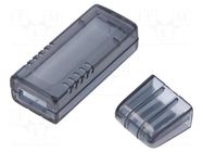 Enclosure: for USB; X: 20mm; Y: 66mm; Z: 12mm; ABS; snap fastener MASZCZYK