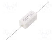 Resistor: power; cement; THT; 91kΩ; 5W; ±5%; 9.5x9.5x22mm SR PASSIVES