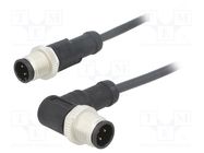 Cable: for sensors/automation; PIN: 4; M12-M12; 1m; plug; plug; 250V AMPHENOL LTW