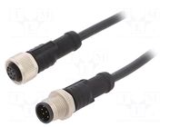 Cable: for sensors/automation; plug; PIN: 8; M12 male,M12 female AMPHENOL LTW