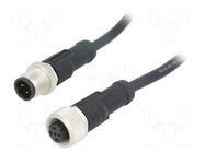 Cable: for sensors/automation; plug; PIN: 4; M12 male,M12 female AMPHENOL LTW