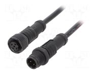 Cable: for sensors/automation; plug; PIN: 4; M12 male,M12 female AMPHENOL LTW