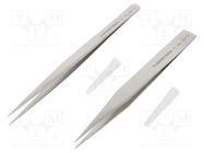 Kit: tweezers; for precision works; Blade tip shape: sharp; 2pcs. LINDSTRÖM