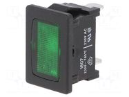 Indicator: with neon lamp; flat; green; 230VAC; connectors Marquardt