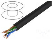 Wire; BiTLAN,U/UTP; 4x2x24AWG; 5e; solid; Cu; PE; black; 6.2mm BITNER