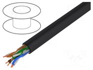 Wire; BiTLAN,U/UTP; 4x2x24AWG; 5e; wire; Cu; PE; black; 6.2mm BITNER