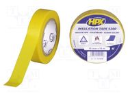 Tape: electrical insulating; W: 15mm; L: 10m; Thk: 0.15mm; yellow HPX