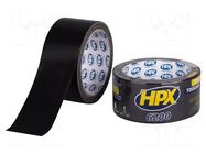 Tape: duct; W: 48mm; L: 10m; Thk: 0.3mm; black; natural caoutchouc HPX