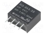 Converter: DC/DC; 1W; Uin: 4.5÷5.5V; Uout: 3.3VDC; Iout: 303mA; SIP4 RECOM