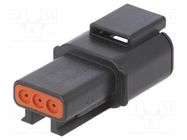 Connector: wire-wire; DTM; male; plug; for cable; PIN: 3; black; IP68 DEUTSCH