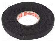 Tape: textile; W: 9mm; L: 25m; Thk: 0.26mm; Automotive; acrylic; black TESA