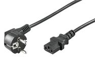 Angled IEC Cord, 1.5 m, Black, 1.5 m - safety plug hybrid (type E/F, CEE 7/7) 90° > Device socket C13 (IEC connection)