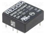 Converter: DC/DC; 30W; Uin: 9÷36V; Uout: 12VDC; Iout: 2.5A; 1"x1" RECOM