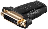 HDMI™/DVI-I Adapter, gold-plated, HDMI™ female (Type A), black - HDMI™ female (Type A) > DVI-I female Dual-Link (24+5 pin)