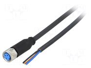 Cable: for sensors/automation; M8; PIN: 3; straight; 2m; plug; 60VDC SICK
