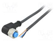 Connection lead; M12; PIN: 4; angled; 2m; plug; 250VAC; 4A; Y; IP67 