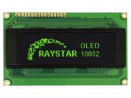 Display: OLED; graphical; 100x32; Dim: 98x60x10mm; green; PIN: 16 RAYSTAR OPTRONICS
