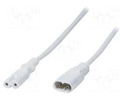 Cable; IEC C7 female,IEC C8 male; 2m; Sockets: 1; white LOGILINK