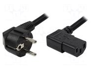 Cable; CEE 7/7 (E/F) plug angled,IEC C13 female angled right LOGILINK