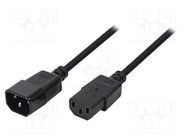 Cable; IEC C13 female,IEC C14 male; 1.8m; black; 10A; 250V LOGILINK