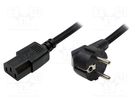 Cable; CEE 7/7 (E/F) plug angled,IEC C13 female; 1.8m; black LOGILINK